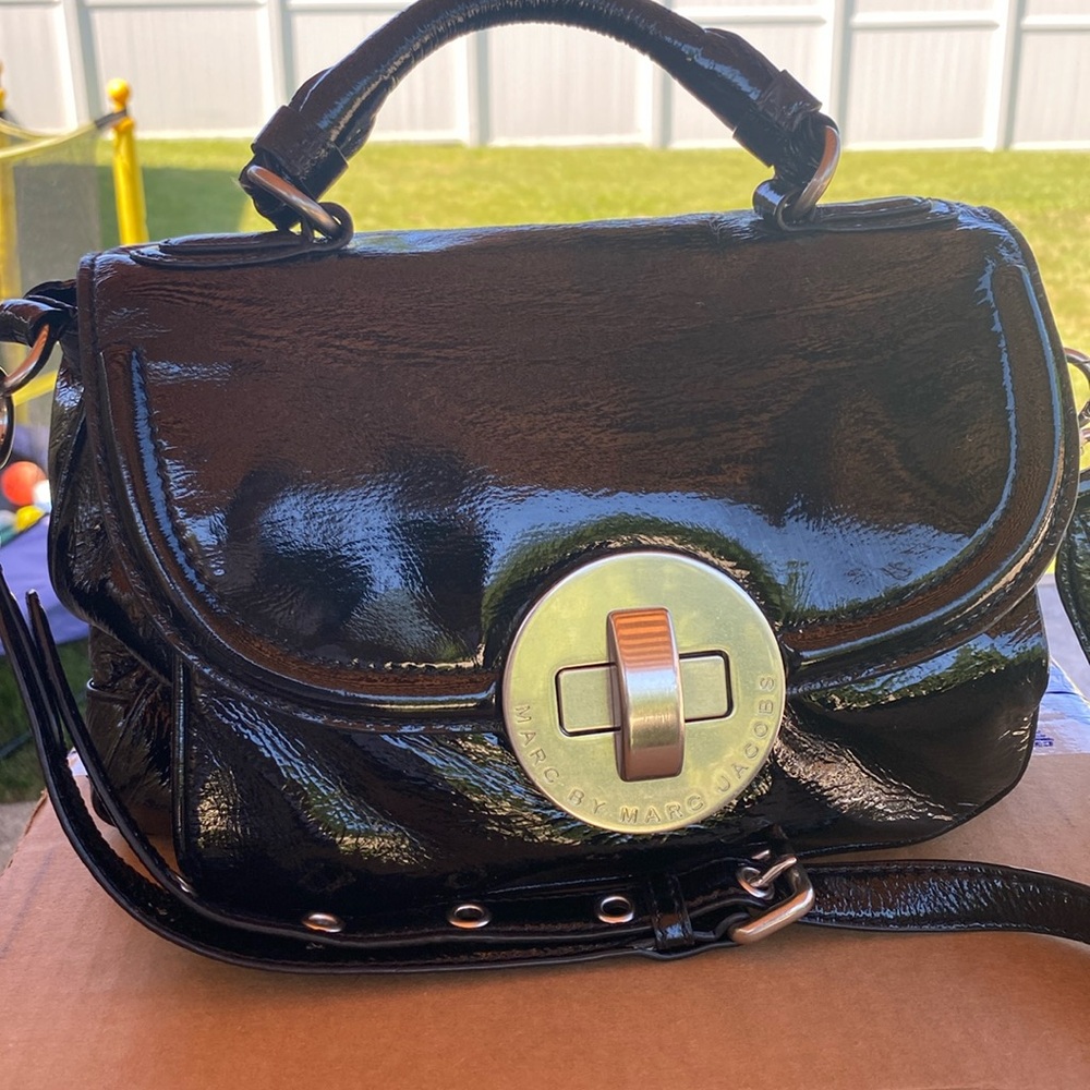 Marc Jacobs  black patent leather handbag